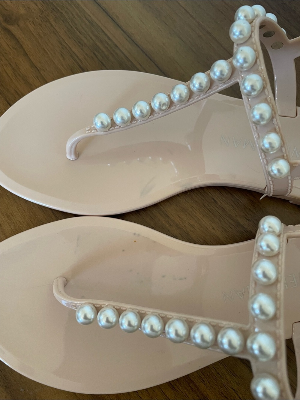 STUART WEITZMAN Goldie Pearl Jelly Sandals Size 7 Nude Blush - Picture 9 of 15